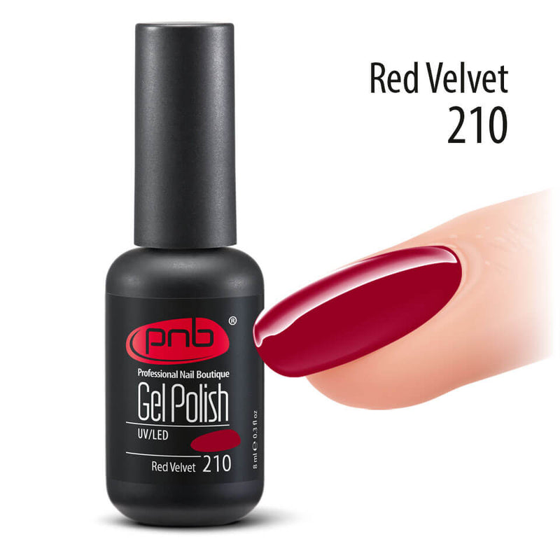 PNB Red gel nail polish for a Russian manicure