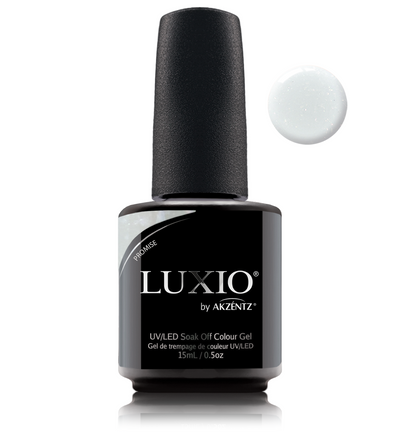 Luxio white gel nail polish with glitter