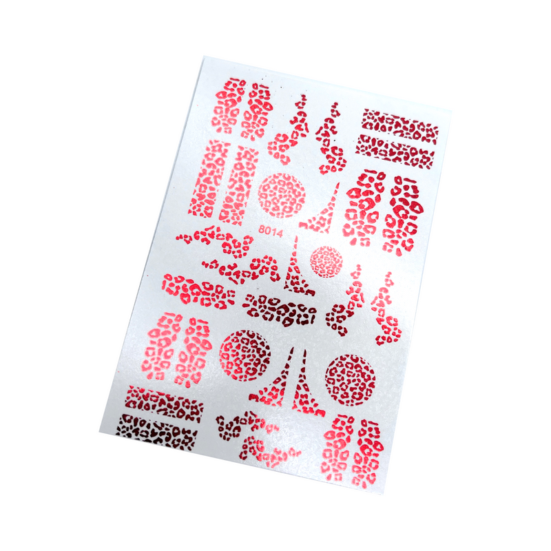 INKVICTUS Leopard nail decals / sliders red foil 8014