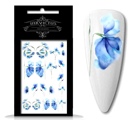 Blue flower nail decals