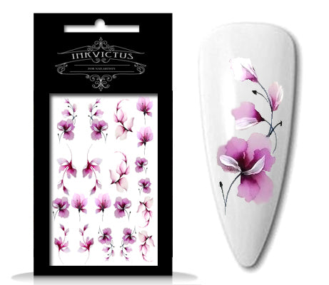 Purple flower nail decals